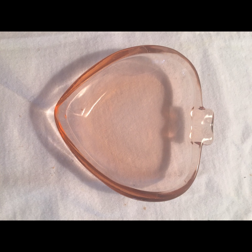 Heart shape depression era pink small dish